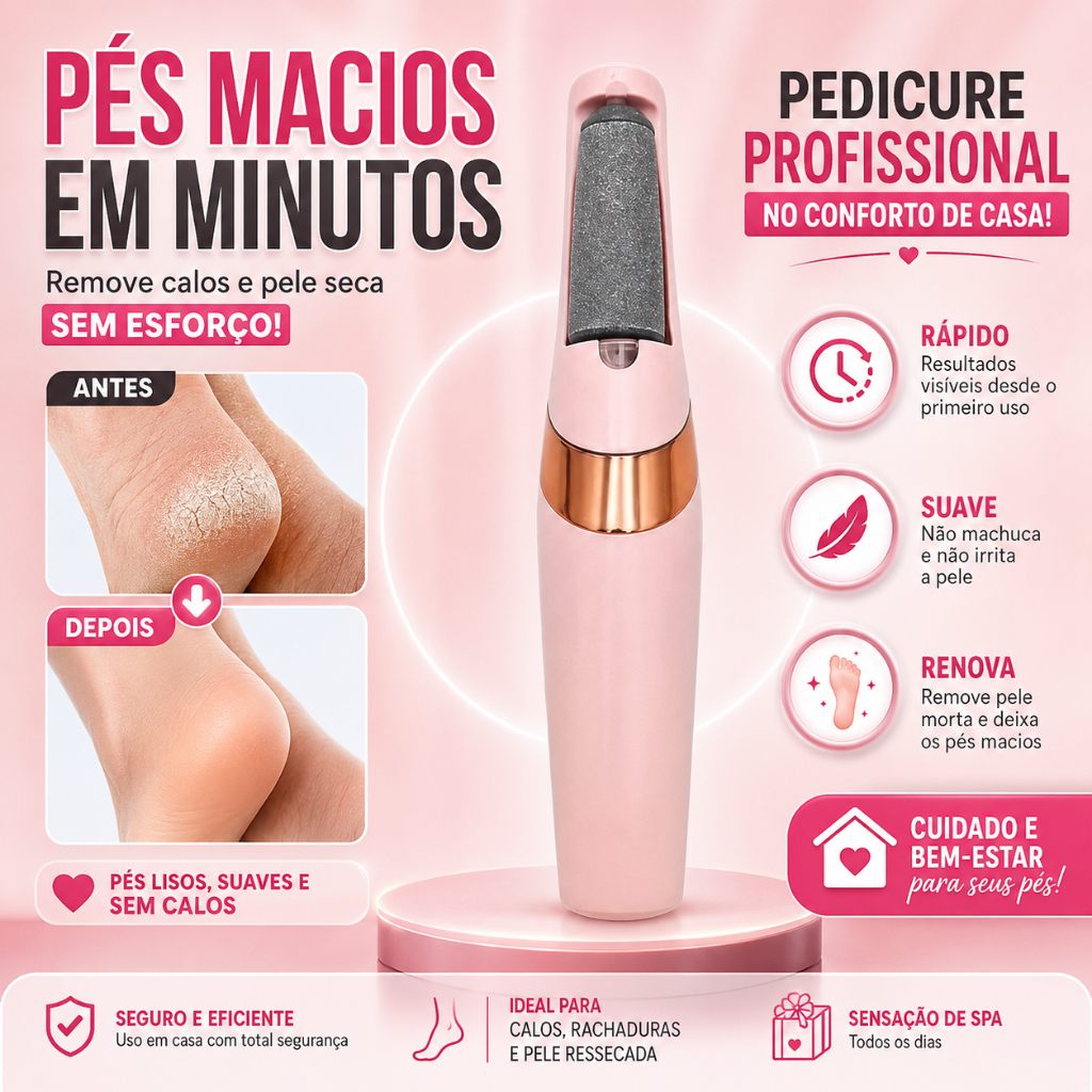 Lixa de Pé Elétrica Recarregável USB Removedor de Calos Pedicure Portátil À Prova D’Água