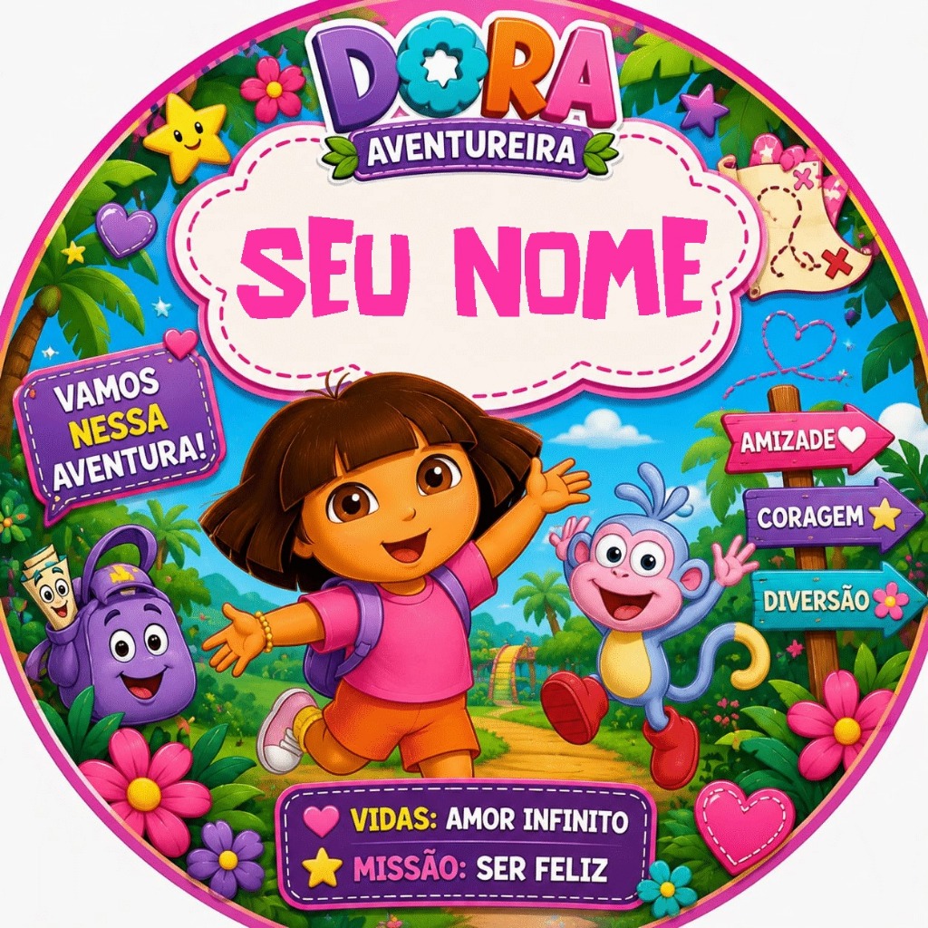 QUADRO DORA AVENTUREIRA PERSONALIZADO SEU NOME ENFEITE DE PORTA DECORAÇÃO QUARTO INFANTIL GUIRLANDA