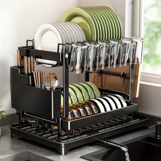 Escorredor Organizador de Louças Preto Aço Inoxidável, Rack Suspensa para Cozinha, Estant…