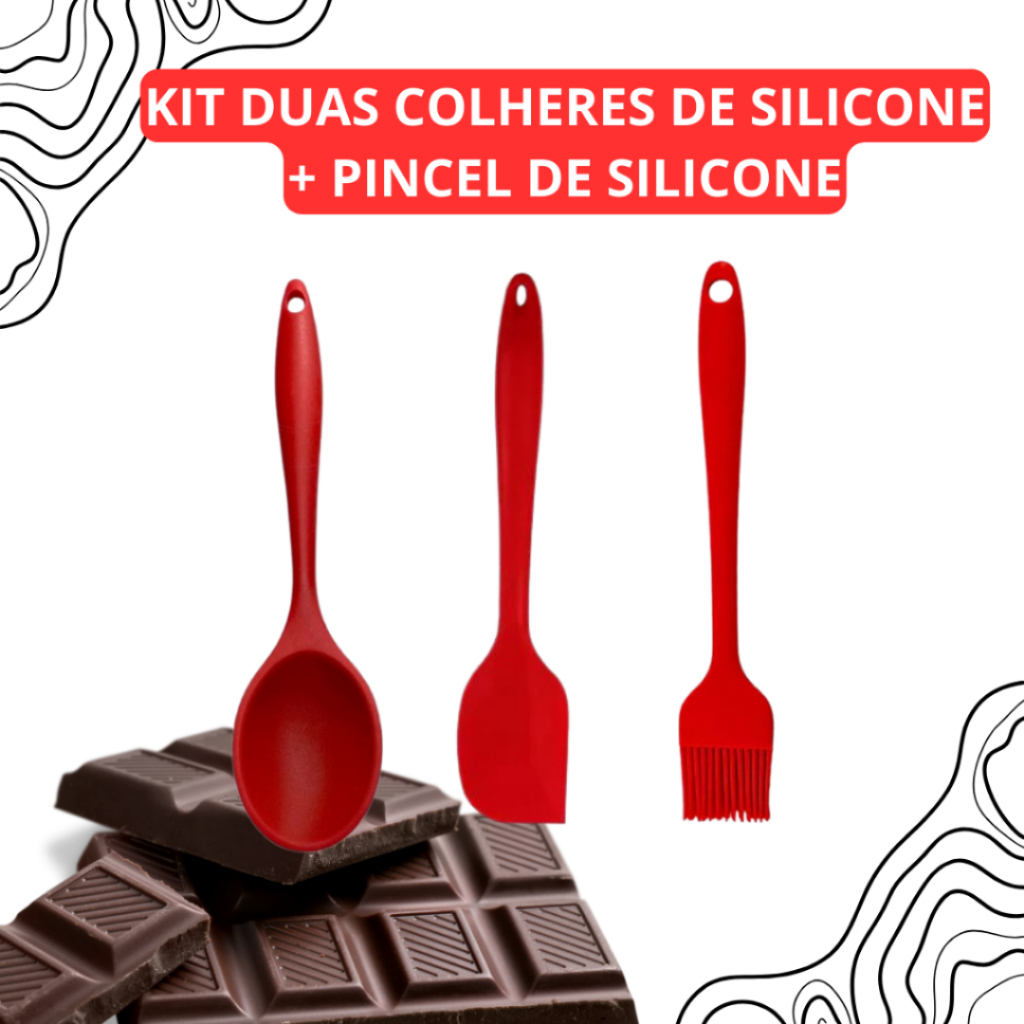 3 Utensílios De Silicone Culher Pincel Espatula Antiaderente Cozinha Panela Quente Alta Temperatura