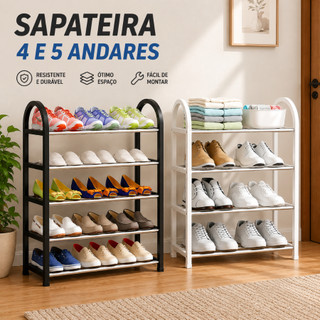 Sapateira Prateleira 4 e 5  Andares para até 10 Pares Organizadora Plástico Multiuso Sapa…