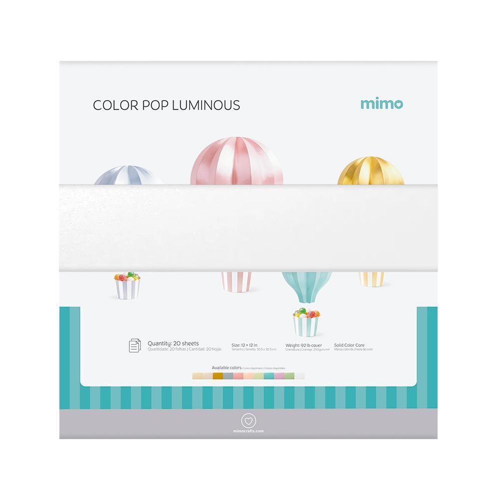 Papel Color Pop Luminous Pérola Mimo - 30,5 x 30,5 cm - 250 g - 20 Fls
