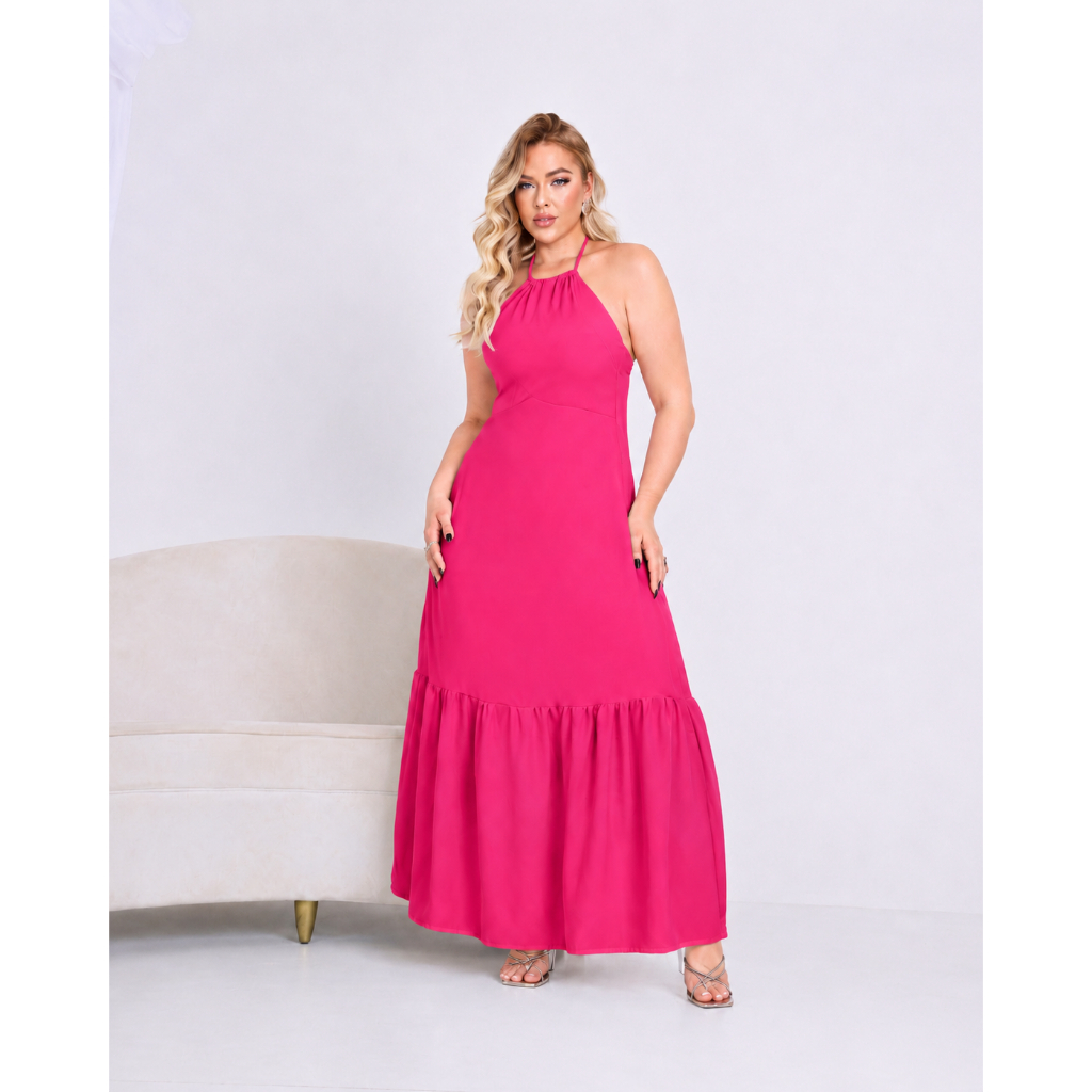 Vestido Longo Feminino Viscose Frente Única Soltinho Casual Verão Elegante Leve Confortável