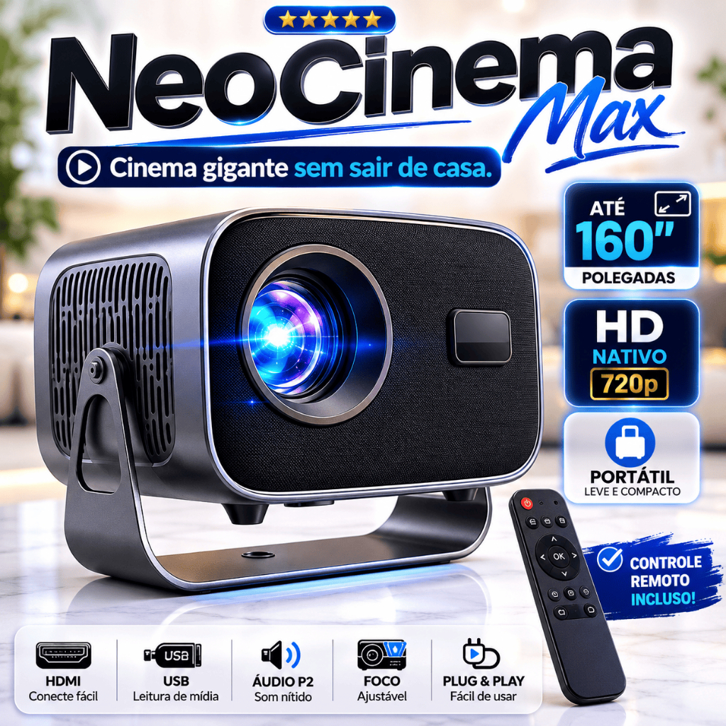 Projetor Portátil HD 720p Nativo BM-F1175 Cinema Em Casa HDMI USB Tela 160 Polegadas Mini Projetor Multimídia