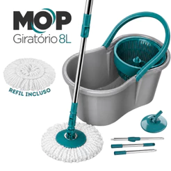 Mop Esfregão Giratório 8 Litros Com Cesto Plástico