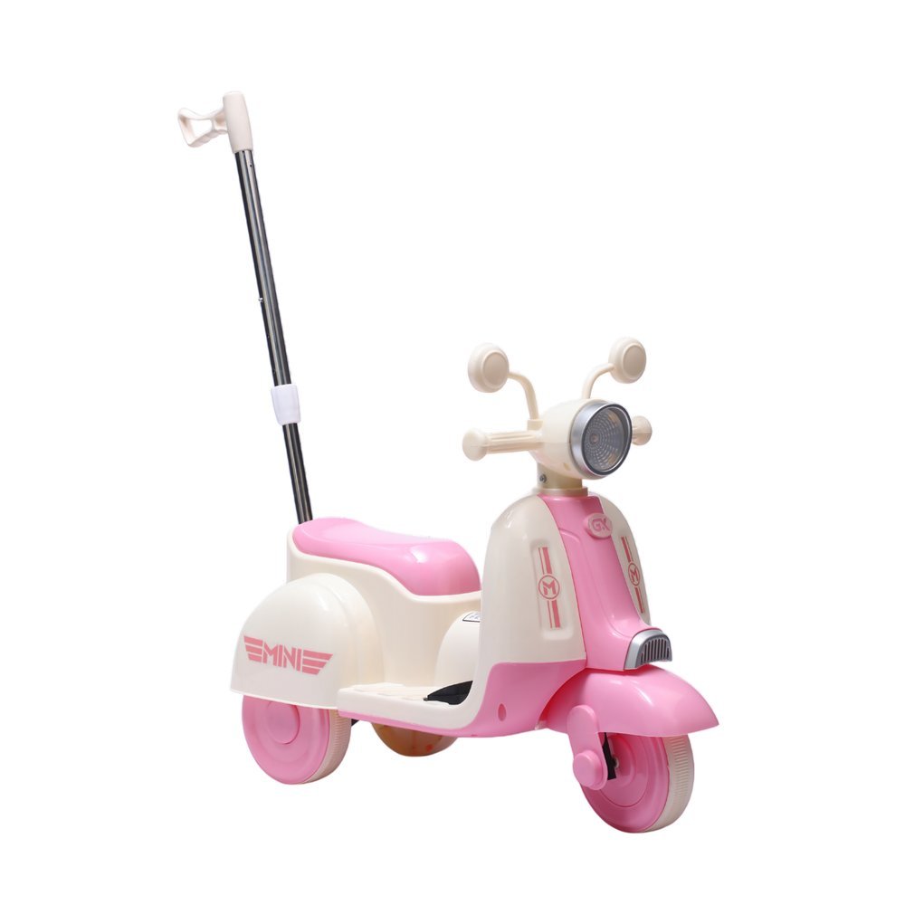 Moto Elétrica Infantil Rosa com Empurrador Carrinho Brinquedo Criança menina Bateria Recarregável