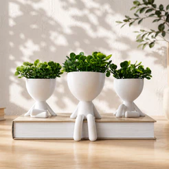 Kit 3 Mini Vasinhos Com Plantas 6cm Robert Plant Cactos Suculentas Lembrancinha Decoração Enfeite