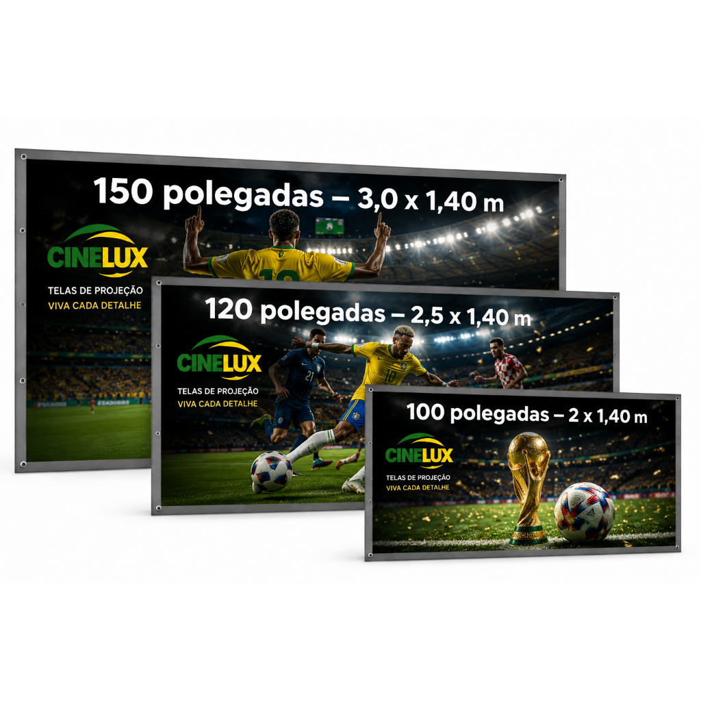 TELA TELÃO DE PROJETOR PROJEÇÃO 100,120 E 150 CINEMA EM CASA MAIS KIT DE INSTALAÇÃO