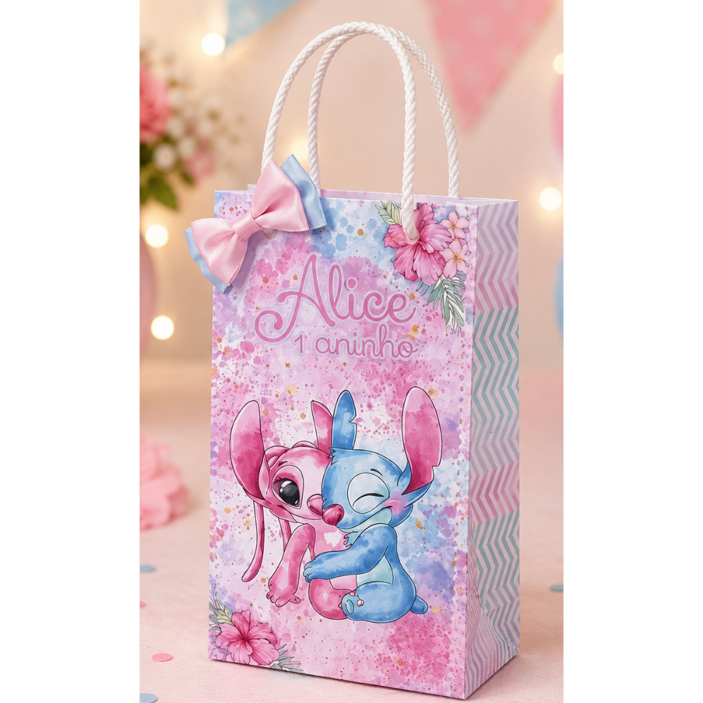 Sacolinha personalizada TAMANHO P  Stitch  PEGUE E MONTE | Personalizados lembrancinhas mimos
