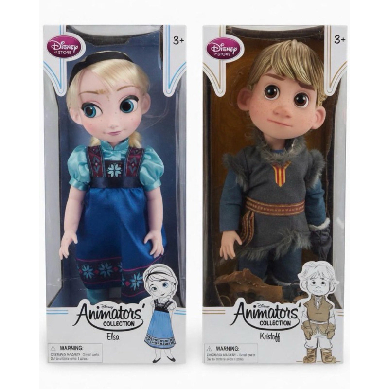 Kit 2 Bonecas Frozen Elsa + Kristoff 40cm Originais Disney Animators Collection – Caixas Semi Novas