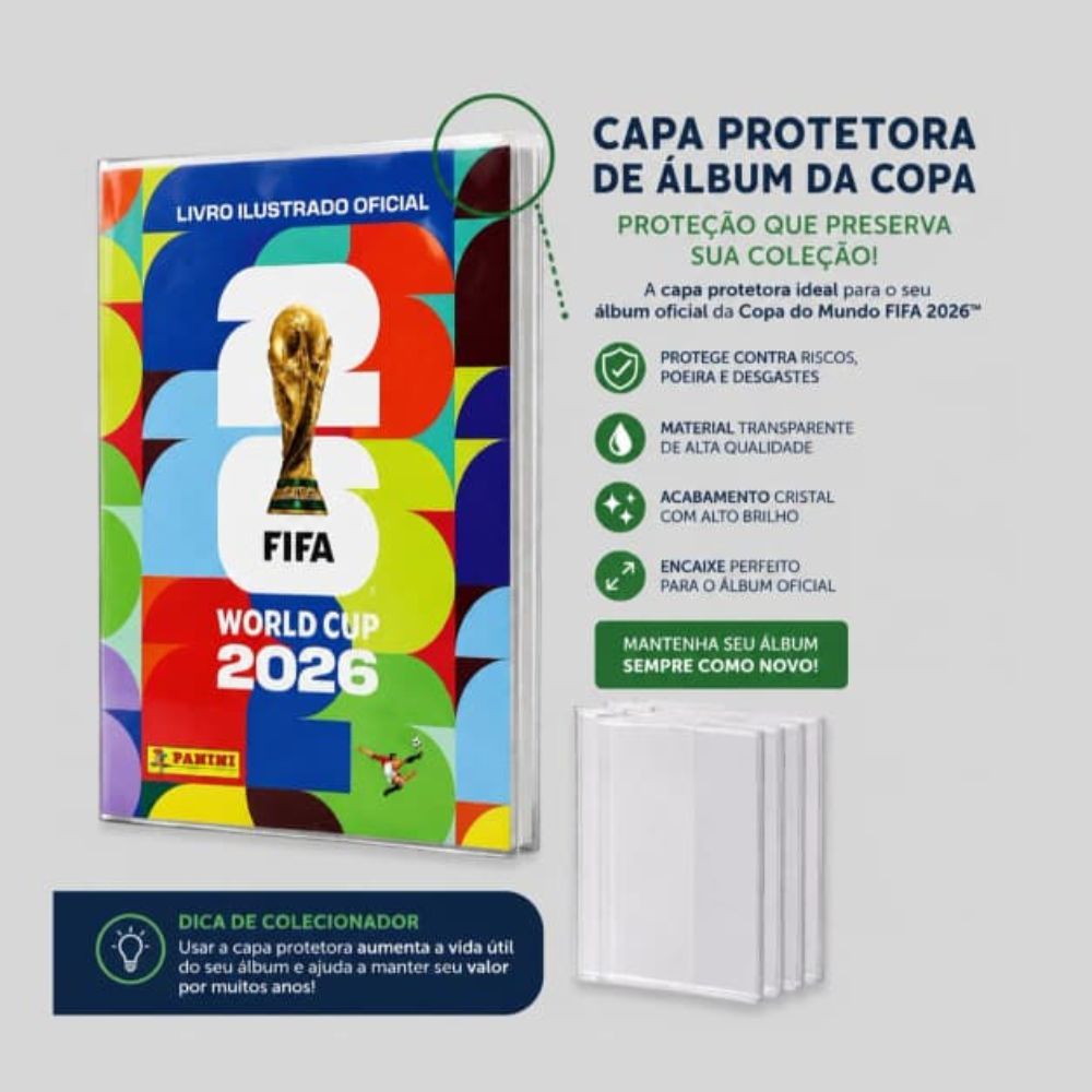Capa PVC Plástica Protetora para Álbum da Copa do Mundo
