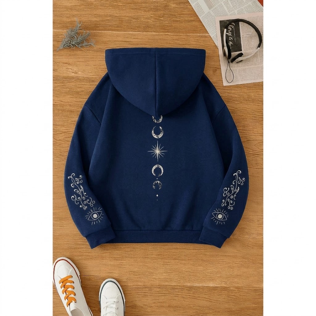 Lançamento Moletom Místico Unissex Lua Estrelas Masculino Feminino Promoção Agasalho Abrigo Canguru Inverno Flanelado