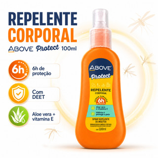 Repelente Corporal Above Protect Spray 100ml DEET 6h Aloe Vera Vitamina E Mosquito Pernil…