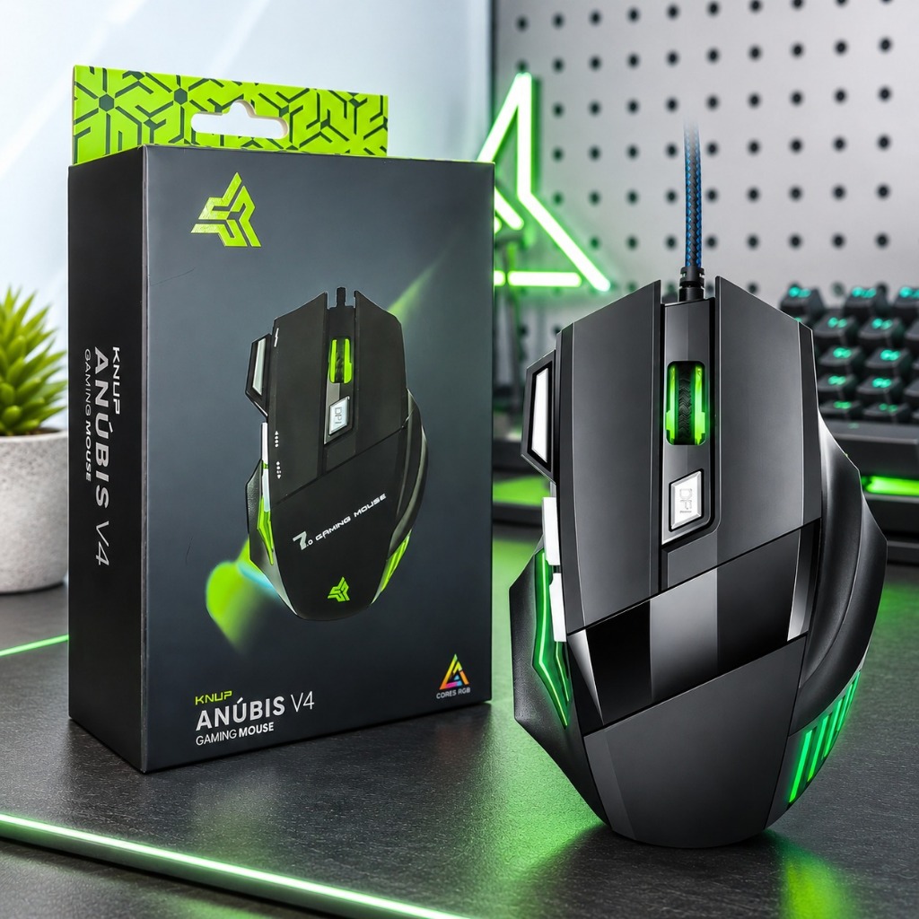 Mouse Gamer USB 2400 Dpi C/ Led 7 Botões Knup KP-V4