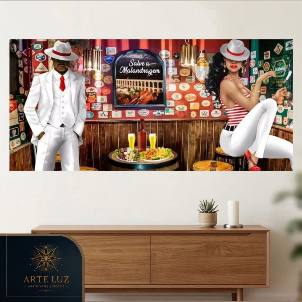 Painel Tecido Malandro Malandra 1,40x3,00m Tecido Sublimado Umbanda Candomble Decoraçao Festa