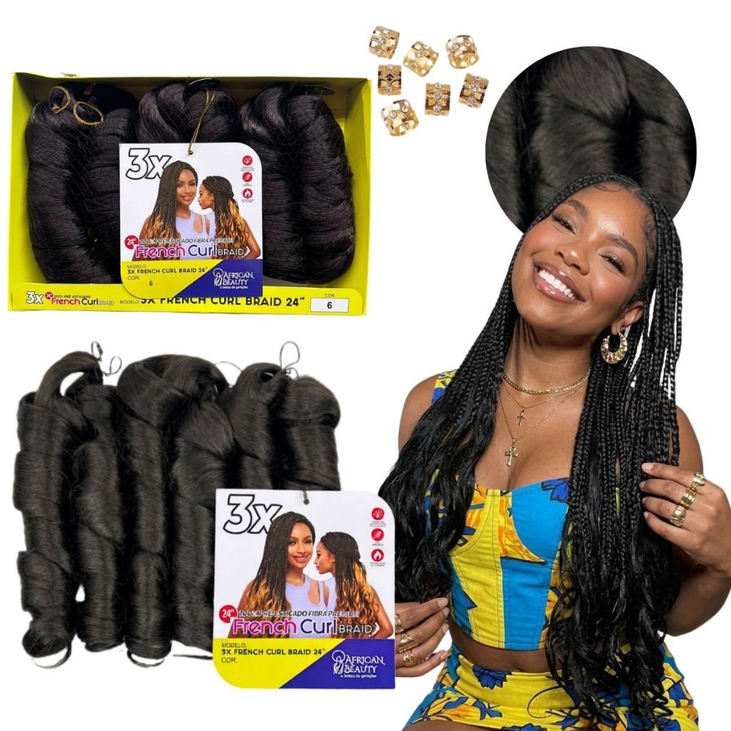 Aplique Cabelo Jumbo Para Tranças Pontas Onduladas French Curl African — imagem 2 de 2