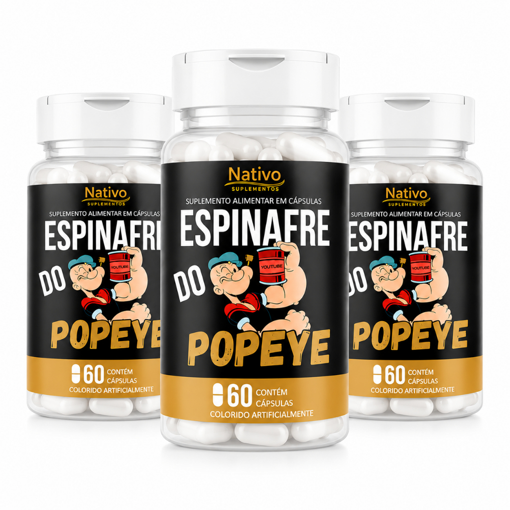 Kit 3 Espinafre do Popeye 60 Cápsulas Cada | Total 180 Cápsulas | Nativo Suplementos