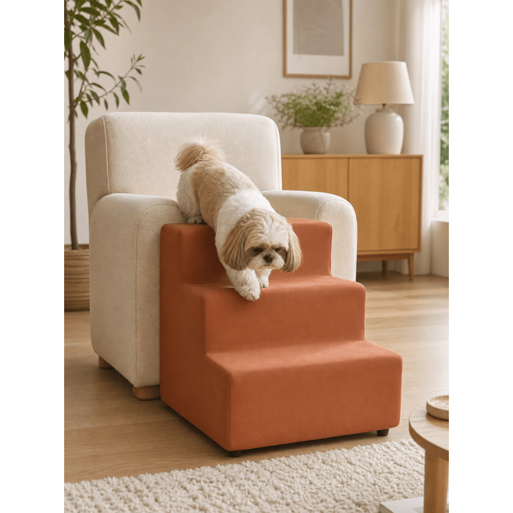 Escada Para Cachorro 3 Degraus terracota Escadinha Pet Antiderrapante Para Cama Box Sofá