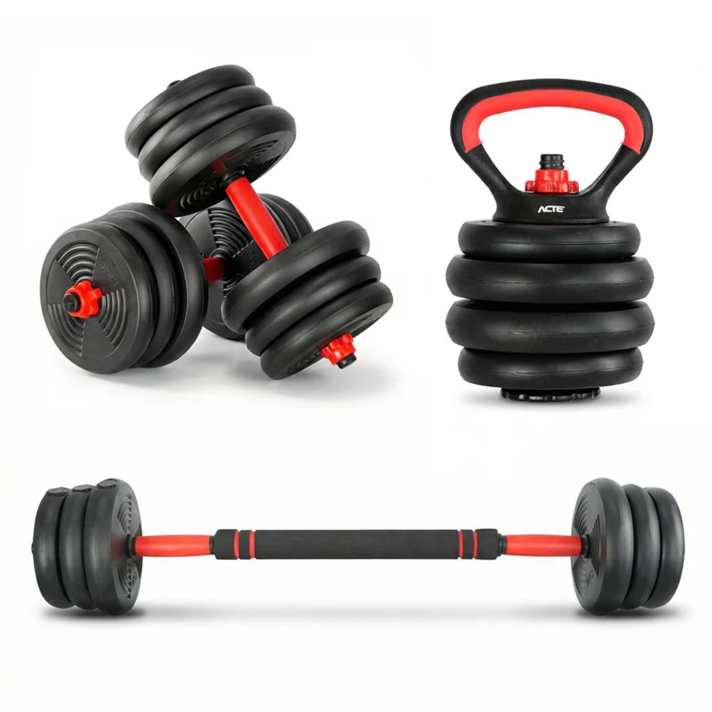 Kit De Halteres 40kg Ajustável 6 Em 1 Com Barra Anilha Peso Musculação Academia Treino Multifuncional Nautika Halter Ntk