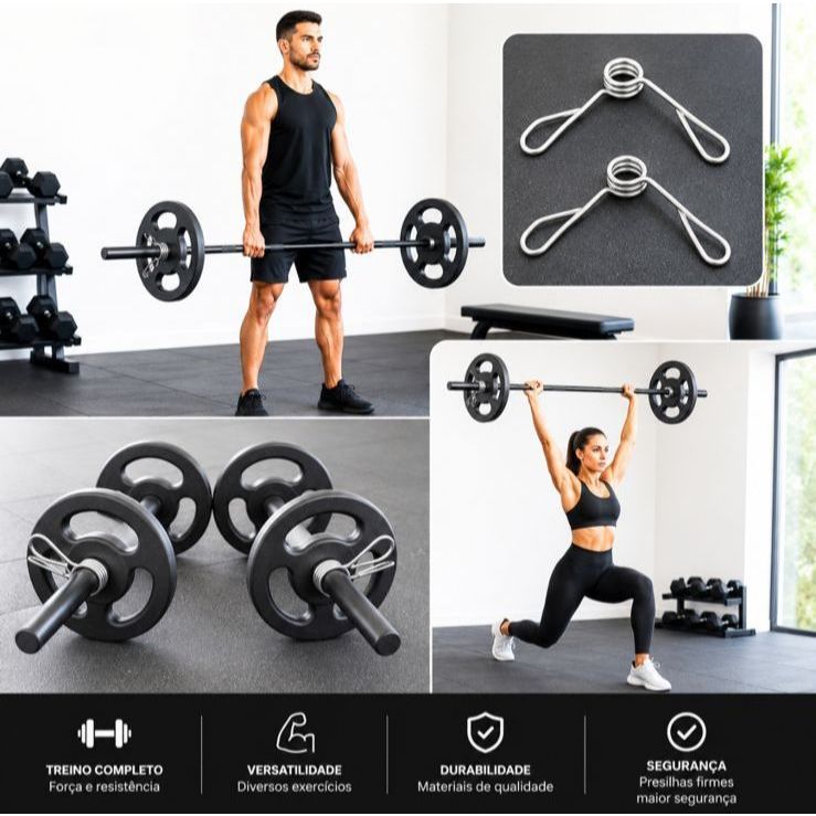 Kit Completo Body Pump + Barra De Mão E Ate 28kg De Anilhas Pintada Musculaçao