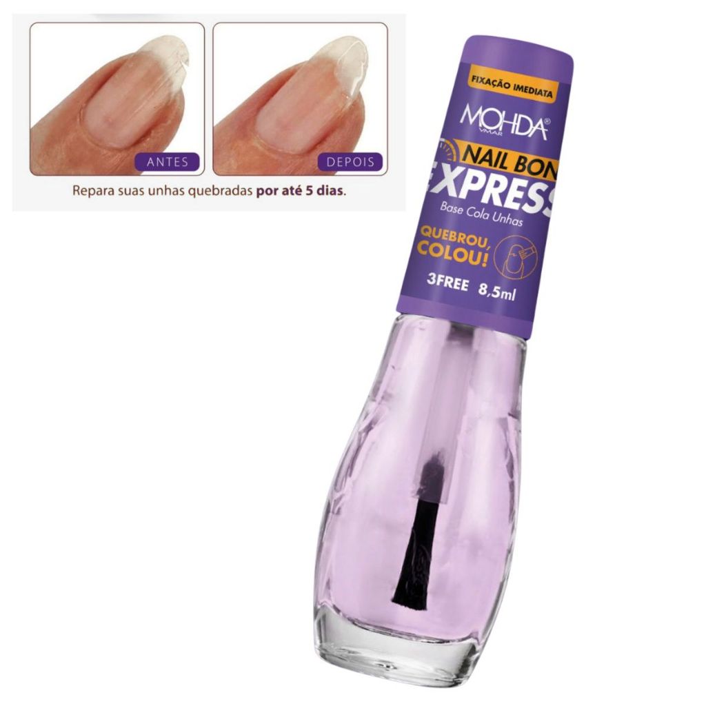Base Nail Bond Express Mohda Cola Unha  Fixação Imediata 3FREE