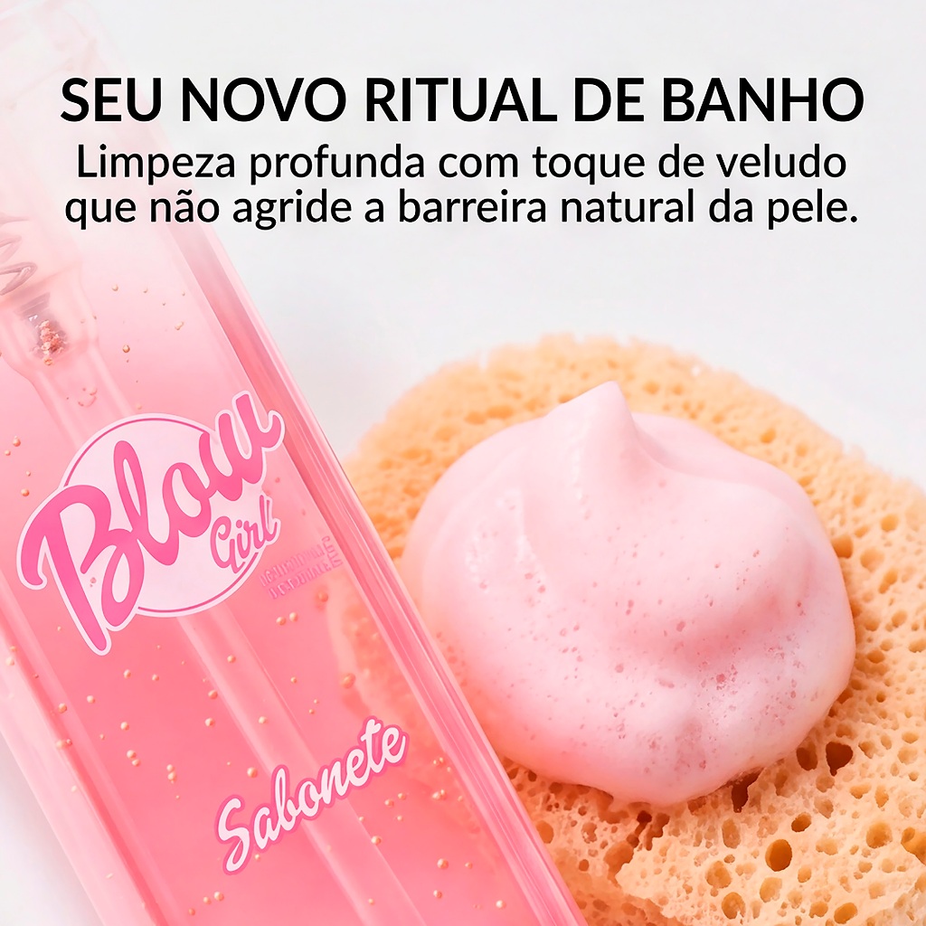 Sabonete Líquido Facial e Corporal Morango Esferas de Karité Gel de Banho Skincare Blow Girl 200ml