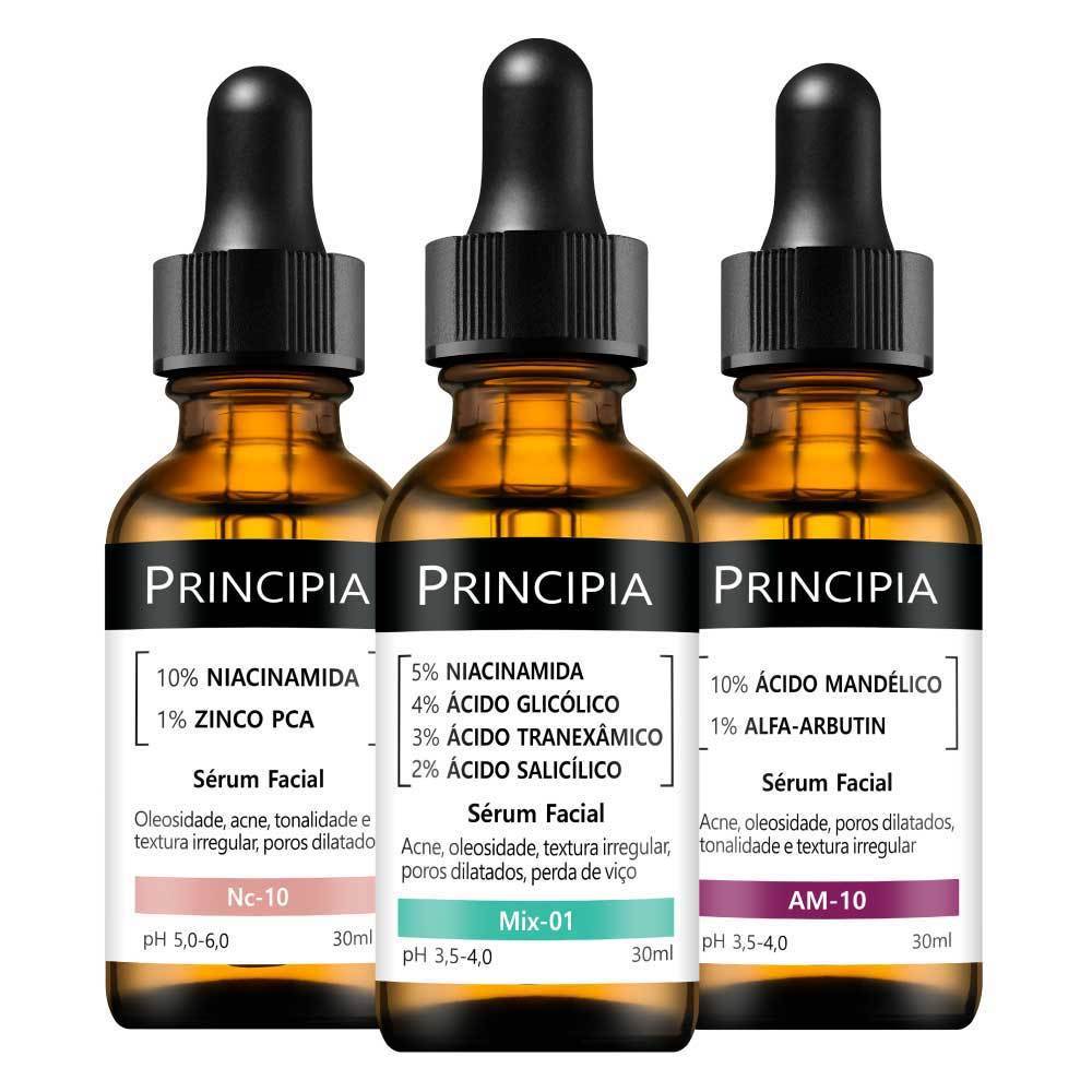 Principia Kit Trio de Séruns Anti-Acne c/ Mix-01 + Sérum Niacinamida Nc-10 + Sér