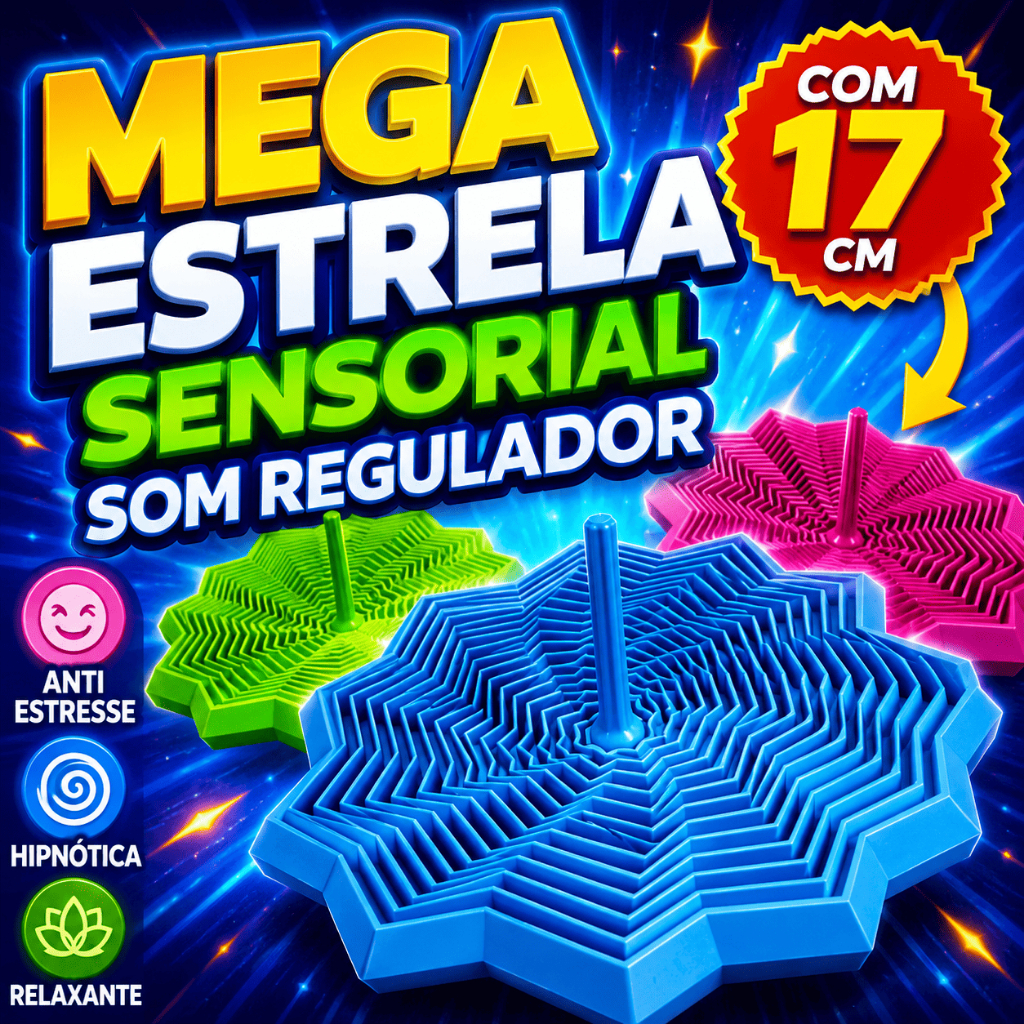 MEGA Estrela Sensorial Som Regulador 17cm | Anti Ansiedade Estresse | Autismo TEA TDAH | Foco e Concentração