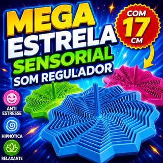 MEGA Estrela Sensorial Som Regulador 17cm | Anti Ansiedade Estresse | Autismo TEA TDAH | Foco e Concentração