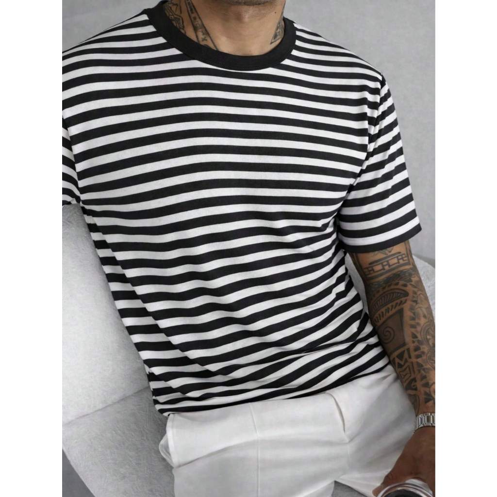 CAMISETA LISTRADA LANÇAMENTO 2026 TENDENCIA SLIM ENVIO IMEDIATO #01