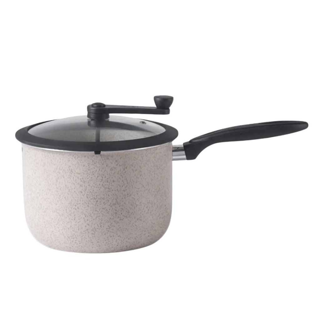 Panela Pipoqueira Grande Vanilla Tampa de Vidro Mexedor Antiaderente 5,5L