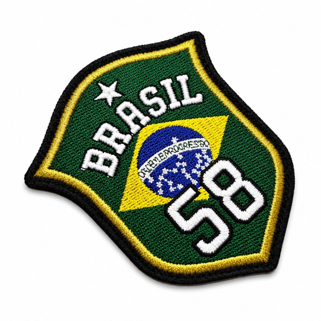 TBR093-075A Patch Brasil 58 Bordado Termo Adesivo Seleção Brasileira Retrô