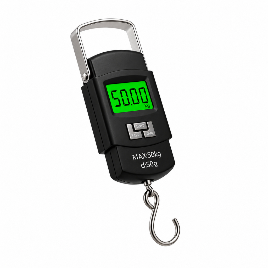 Imagem Balança 50kg Digital Portátil de Mão Alta Precisão para Pesca, Mala e Bagagem