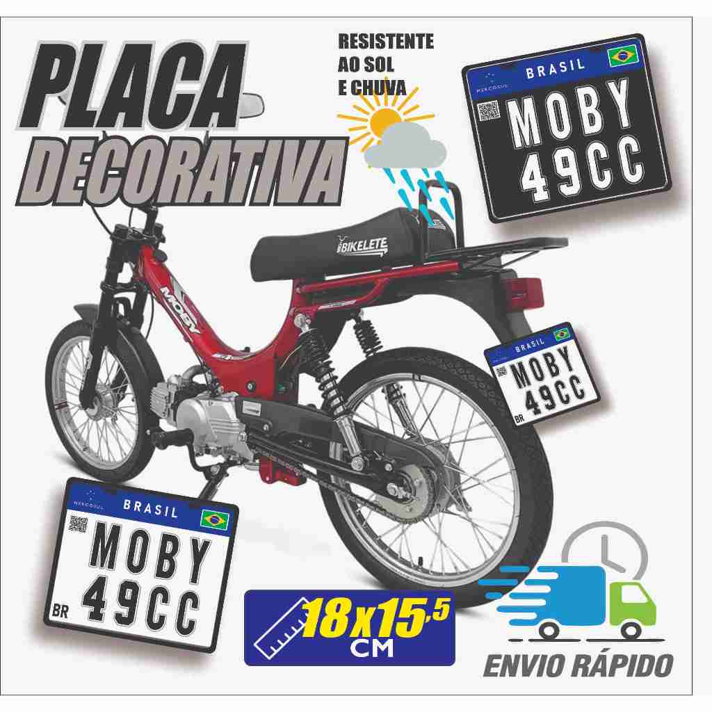 Identificação Mobyllete Caloi Monark 49cc decorativa PVC2mm