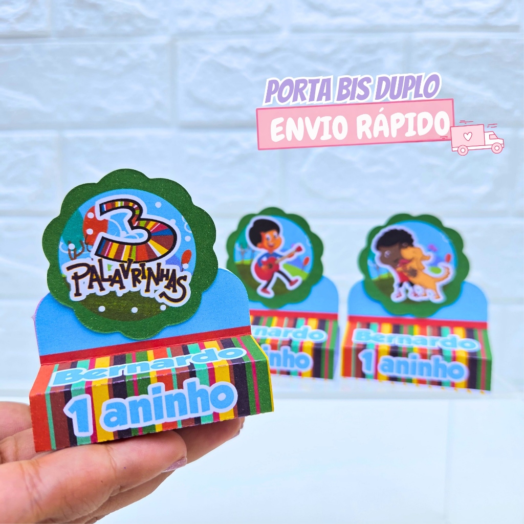 Porta Bis Duplo 3 PALAVRINHAS Menino | Personalizado | Lembrancinha de Festa | Aniversário