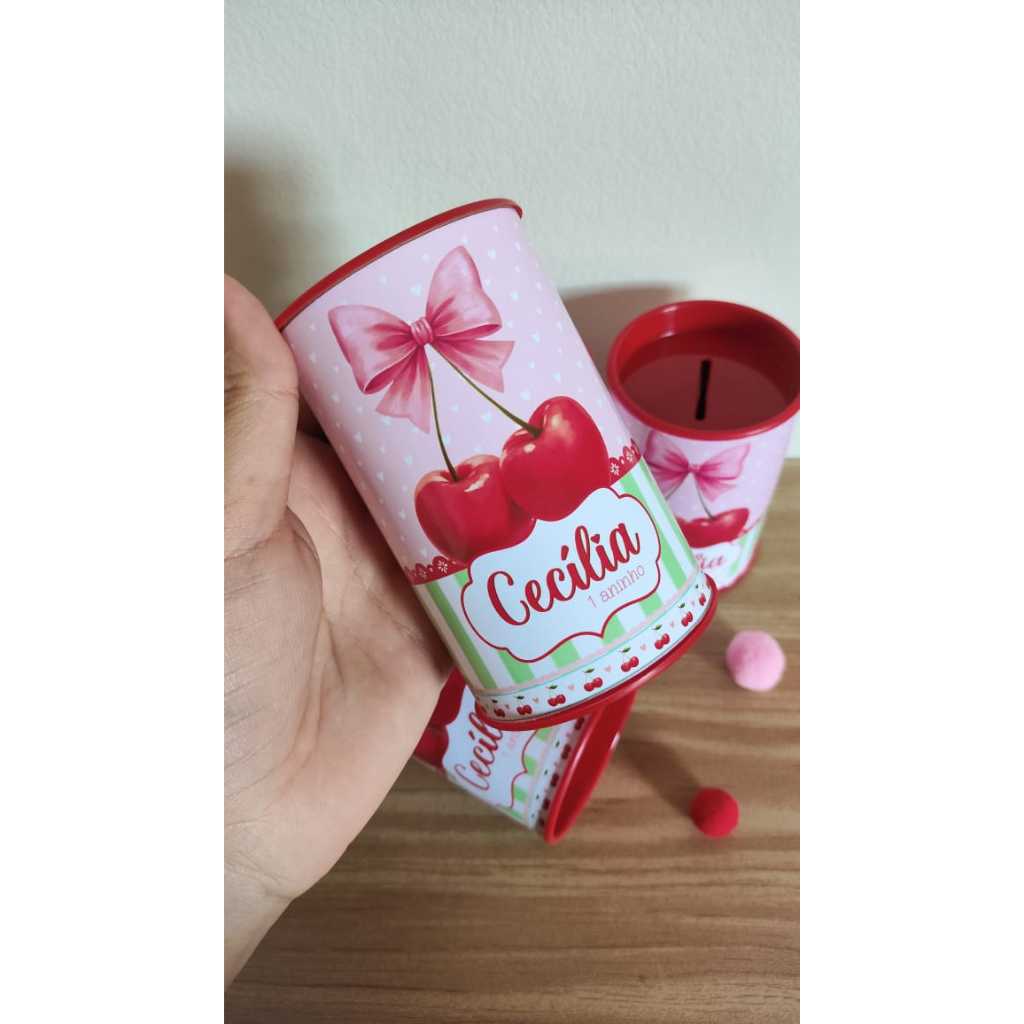 Cofrinhos Personalizados - Cerejinha Cereja do Bolo Lembrancinha Menina