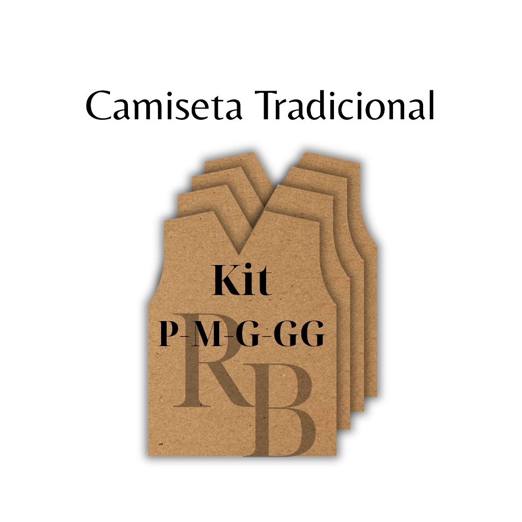 Molde, modelagem de camiseta tradicional, gola V em papel semi Kraft