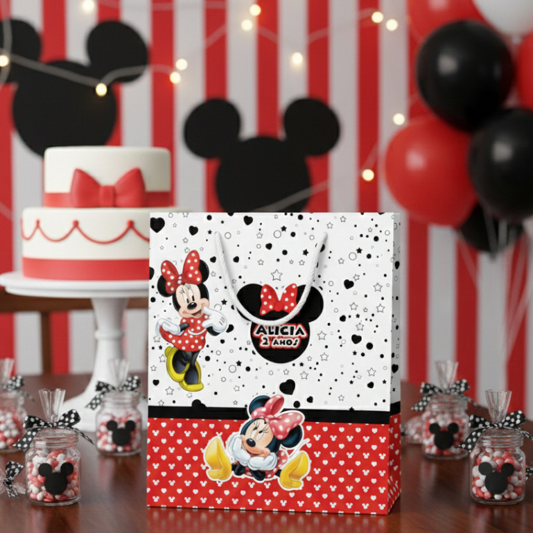 Sacolinha (M) | Sacola Minnie Vermelha Personalizada | Lembrancinha de Aniversário| PEGUE E MONTE