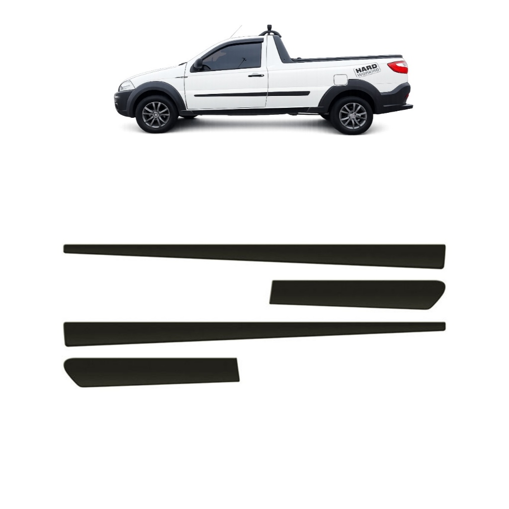 Kit Friso Lateral Da Fiat Strada 2005 2006 2007 2008 2009 2010 2011 2012 2013 2014 2015 2016 2017 2018 2019 2020