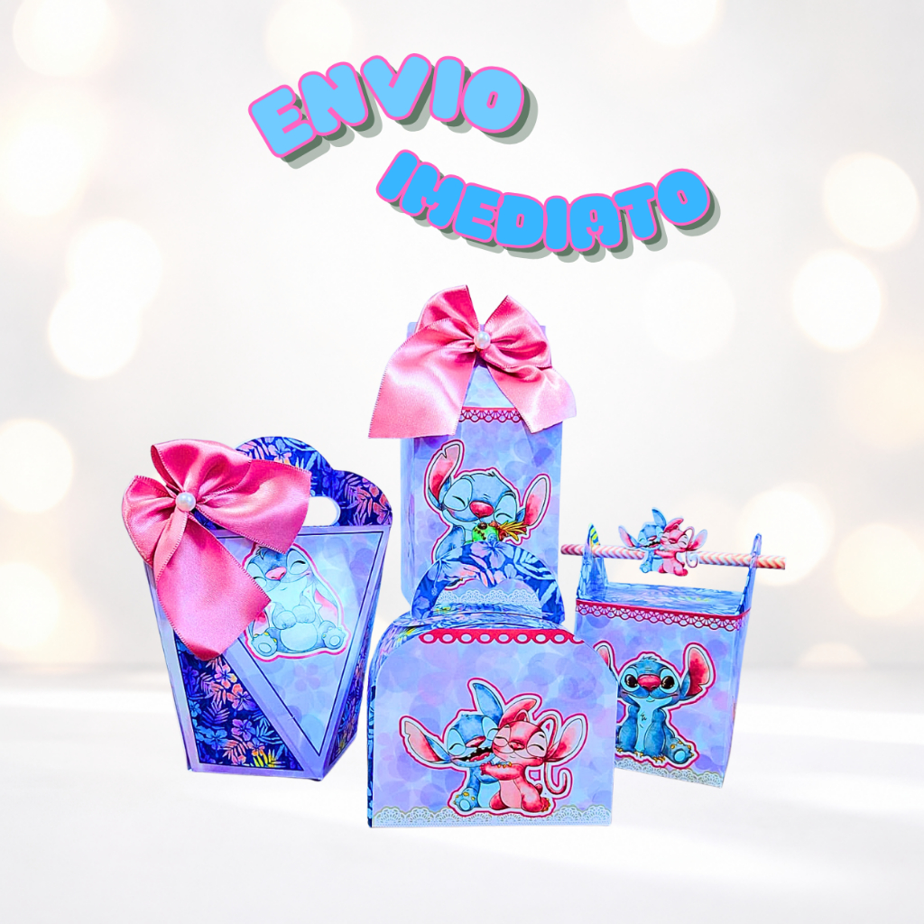 STITCH / Kit PEGUE E MONTE/ Caixinha Personalizada / STITCH E ANGEL / Mimos / Festas / Lembrancinhas/ Decoração de Mesa