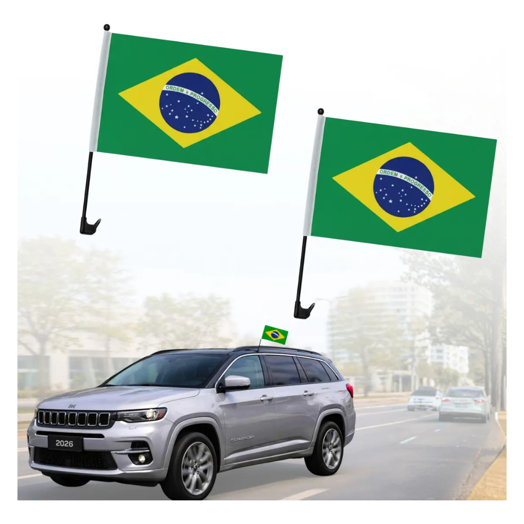 Par Bandeiras Brasil Para Retrovisor Automotivo Torcida Seleção Brasileira Futebol Copa Mundial Carro Acessório
