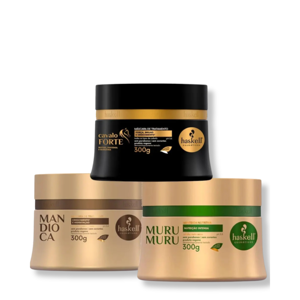 Kit Haskell Cronograma Capilar - Cavalo Forte 300g + Mandioca 300g + Murumuru 300g