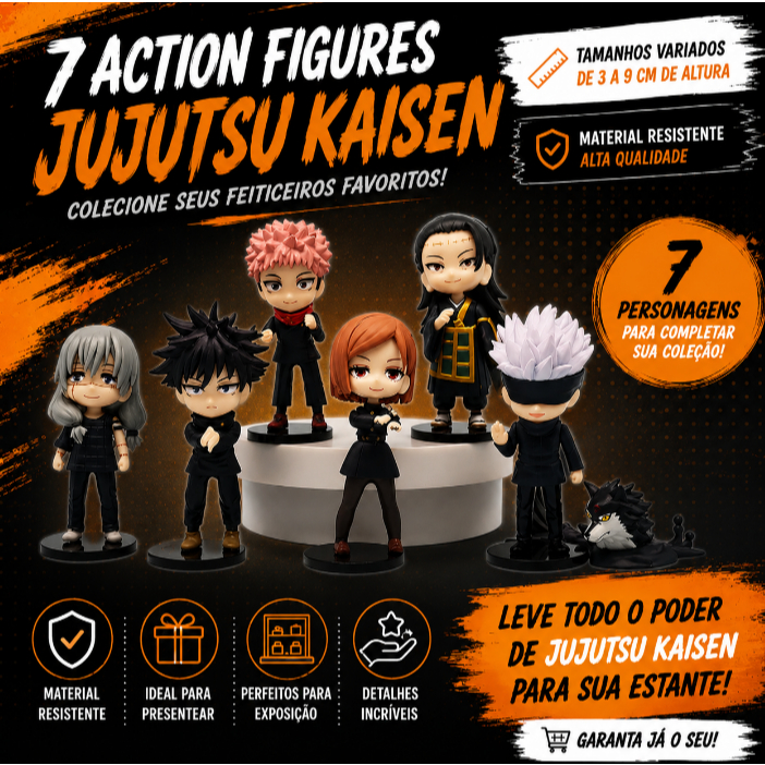 7 Mini Action Figures Jujutsu Kaisen Chibi 3 a 9cm Colecionáveis Anime Miniaturas
