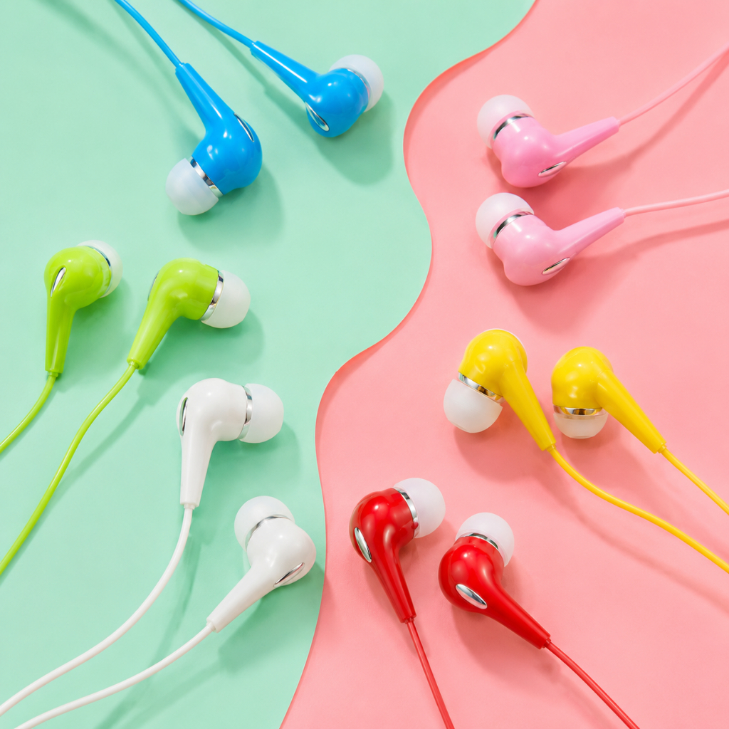 Fone de Ouvido com Fio Colorido, Áudio Estéreo