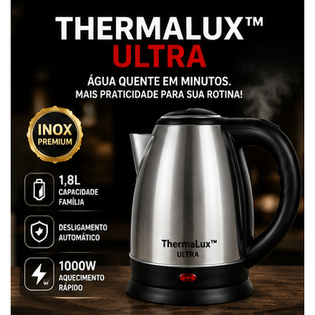 Chaleira Elétrica Inox 1,8L 127V 1000W Aquecimento Rápido Desligamento Automático Ferve Água Rápido Segura