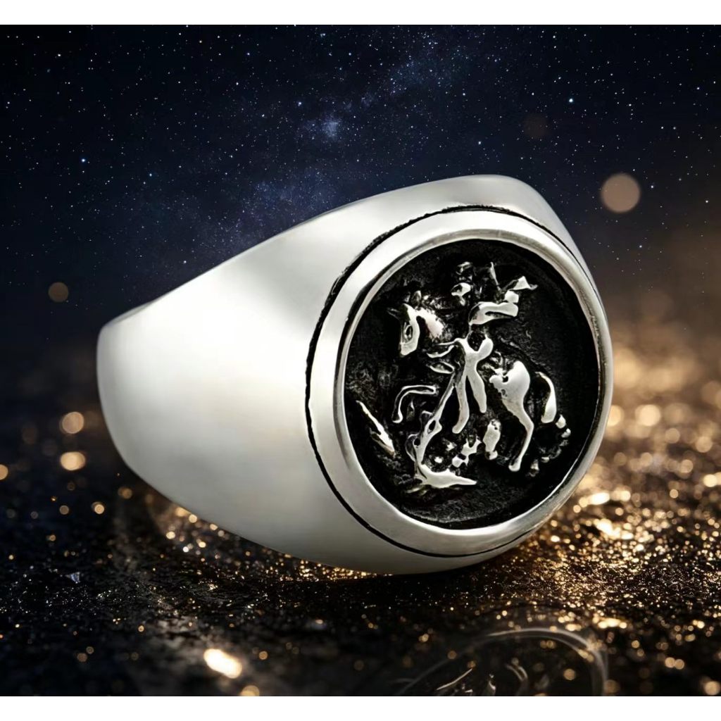 Anel Gravado Jerusalem Hexagrama Ouro Aço Resistente para Homens
