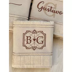Jogo Toalha 3pc Banho Rosto Presente Casamento Personalizado