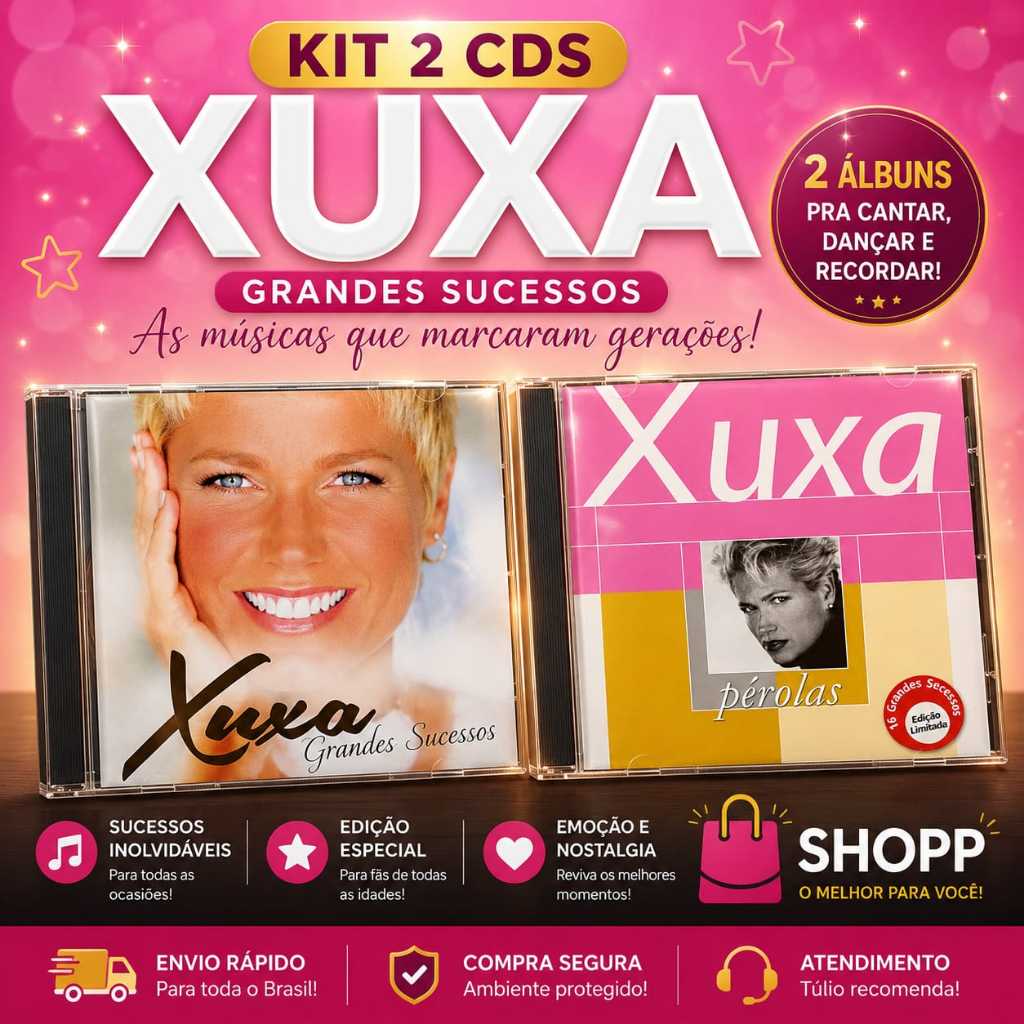 Kit 2 CDs Xuxa Grandes Sucessos + Pérolas da Xuxa 16 Grandes Sucessos Originais Semi Novos