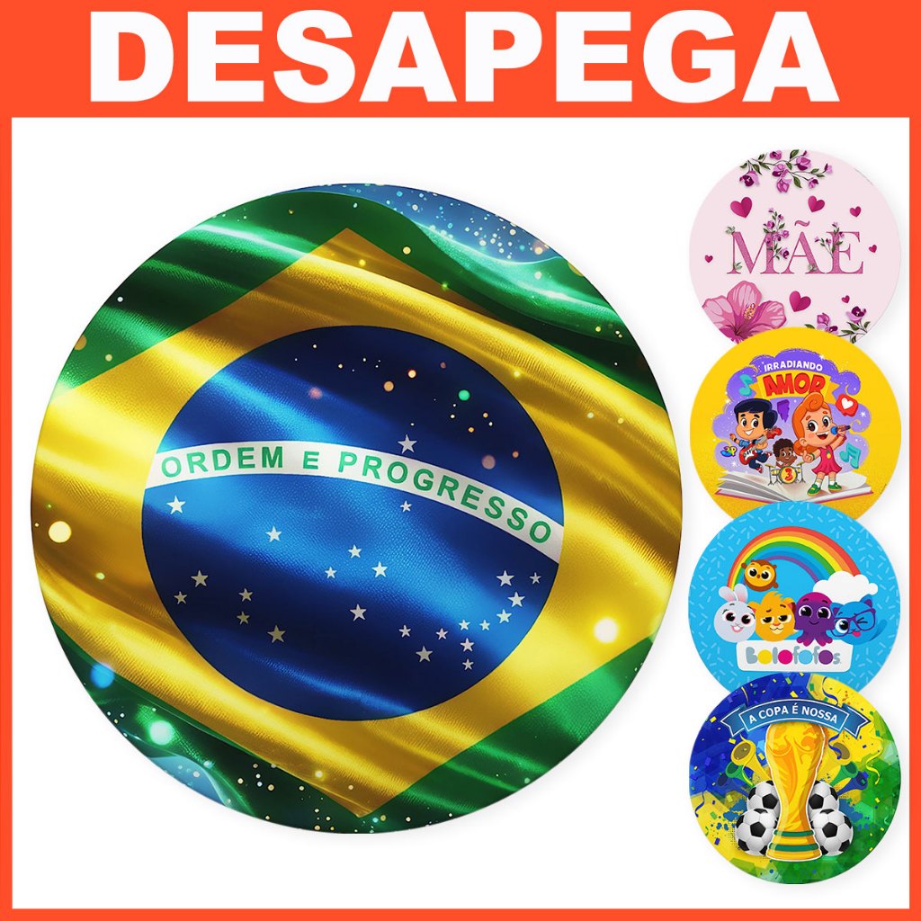 Painel Redondo De Festa Vários Modelos Em Tecido Sublimado 1,5m - Desapega
