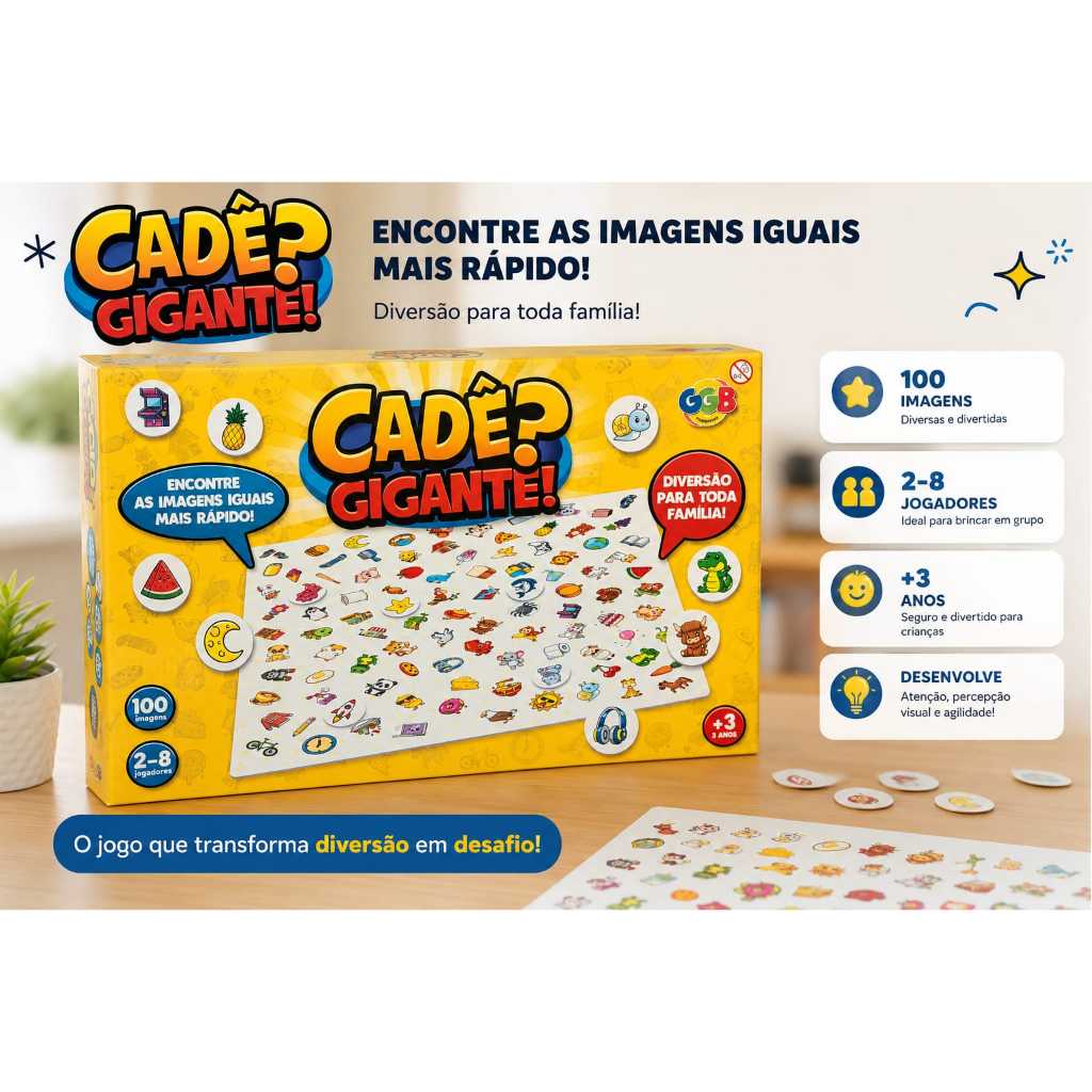 Jogo Cadê? Gigante! GGB com 100 imagens - Procure e Encontre - Criança e Família Brinquedo Educativo
